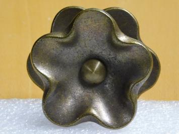 Fixed Door Knob - Flower - Antique Brass