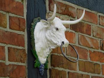 Bull's Head with Ring - Vintage White - Cast iron