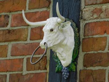 Bull's Head with Ring - Vintage White - Cast iron