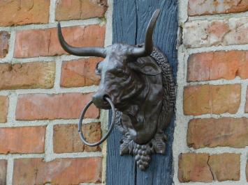 Bull's Head with Ring - Brown - Cast iron