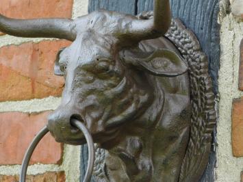 Bull's Head with Ring - Brown - Cast iron