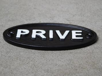 Türschild PRIVE - Oval - Schwarz mit Weiß