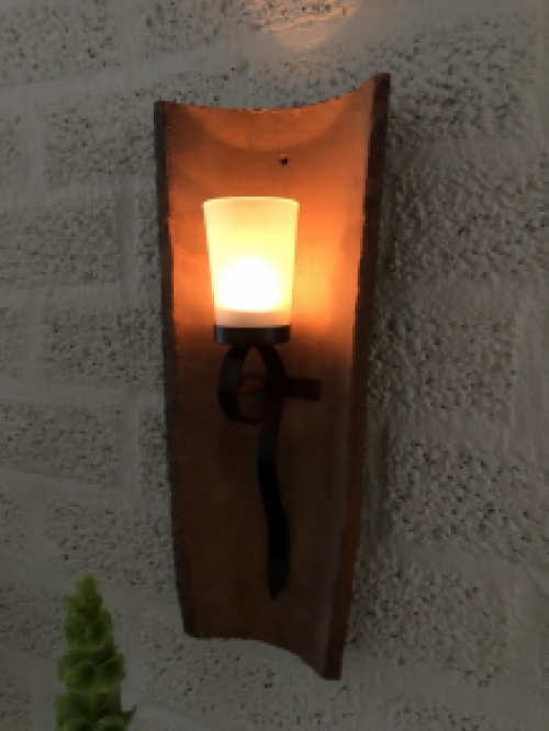 Antique lantern, roof tile, candlestick, roof tile, with wall holder for candle