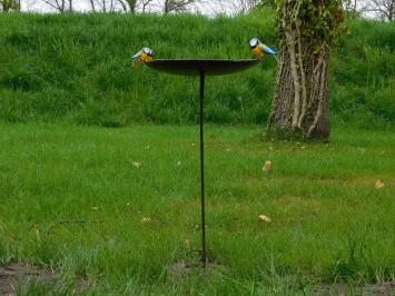 Eenmalig: Vogelbad - Gele Vogeltjes 2 om 1 - Tuinsteker - Metaal