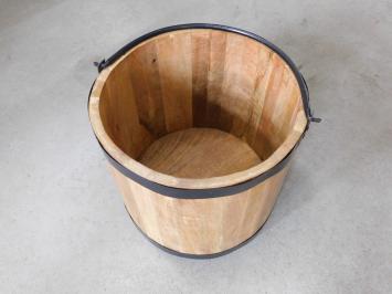 Bucket - mango wood - with black metal