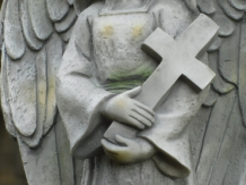 Standing Angel with Cross - polystone