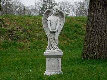 Statue Angel on Pedestal - 75 cm - Solid Stone