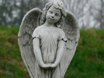 Statue Angel on Pedestal - 75 cm - Solid Stone