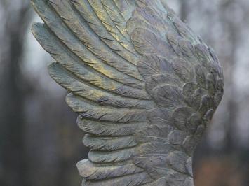 Set of two standing wings - polystone with wooden base