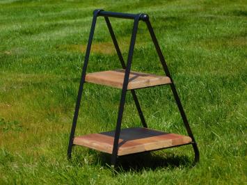 Etagère - mangohout - met zwart metalen frame