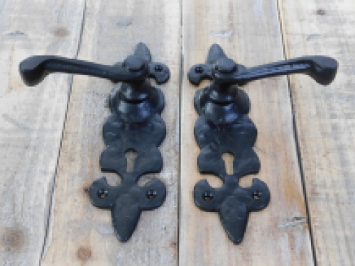 Exclusive set of door hardware B55 - wrought iron - black - weatherproof