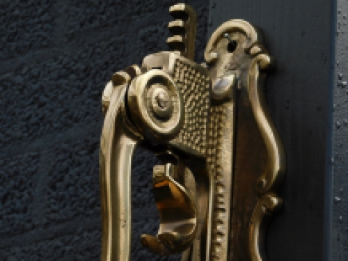 Wand wijnopener, hendel kurkentrekker messing, flesopener messing, heel fraai!! LAATSTE