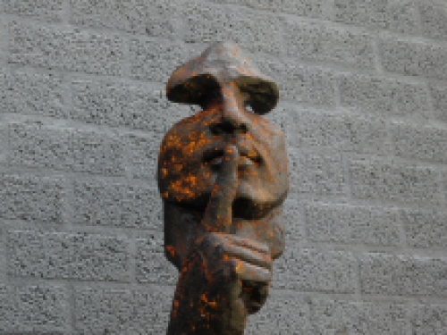 An exclusive and special statue of ''the whisperer'', polystein, sculpture as decoration