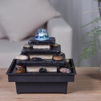 Fountain ''Zen'' inside, soothing waterfall, temple with rocks