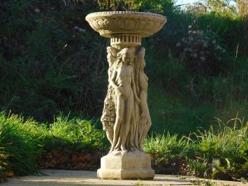 Vogeltränke Gartenvase auf Statue, feiner englischer Steinguss, Spitzenqualität!