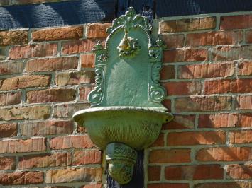 Großer Wandbrunnen - 75 cm - Gusseisen - Grün mit Braun
