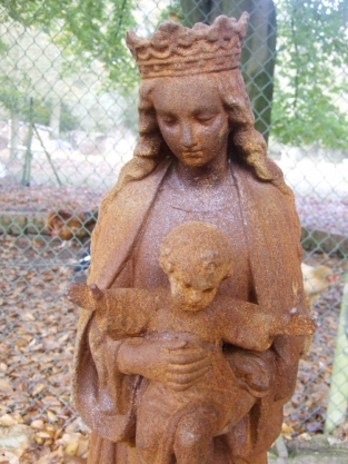 Madonna, maria met kind sculptuur - gietijzer