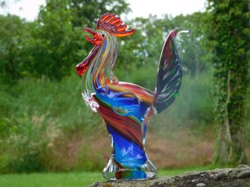 Glazen Beeld Haan –  28,5 x 20 cm - Handgemaakt Glasgeblazen Kunstwerk