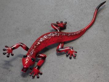 Gekko in kleur - handgeschilderd - metaal - wand deco