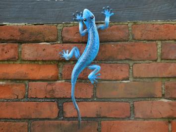 Gekko in kleur - handgeschilderd - metaal - wand deco