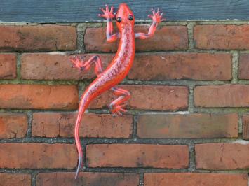 Gekko in kleur - handgeschilderd - metaal - wand deco