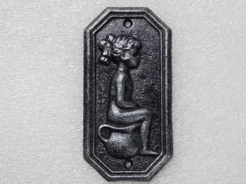 Gietijzeren Toiletbordjes Man & Vrouw – Set van 2 in Old Silver Look