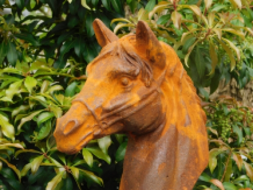 Cast iron sculpture of a horse head, very nice design!