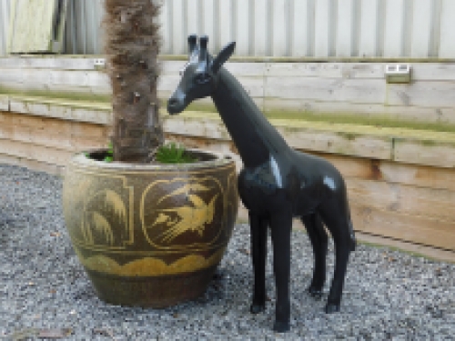 Dekorative Giraffe - schwarz - Polystone