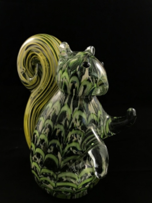 A beautiful glass statue of a squirrel, a glass work of art!