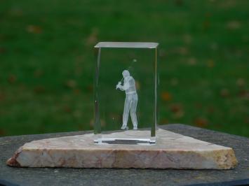 Statue Golfer in Glas - 3D - Marmorsockel