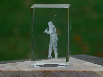 Exclusief beeld golfer in glas - 3D - voet van marmer