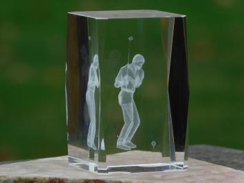 Statue Golfer in Glas - 3D - Marmorsockel