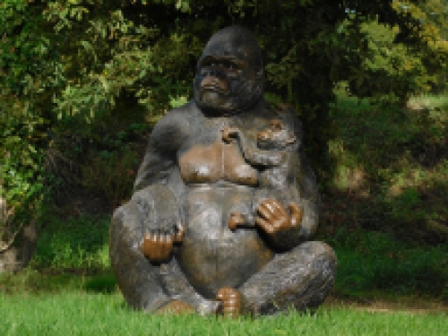 Exklusive Statue Gorilla mit Gorillababy - XXL - Polystone - detailliert