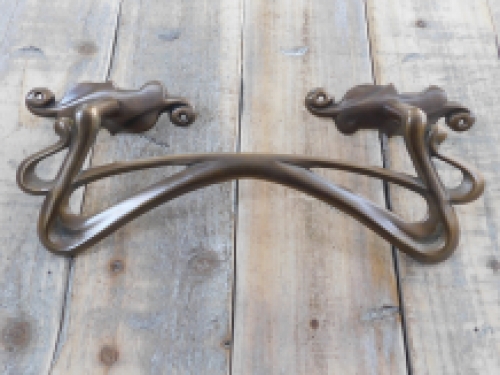 Patina Trekhendel, Art Nouveau handgreep voor de voordeur, messing levering