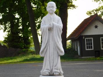 Greeting Monk on Pedestal - Solid Stone