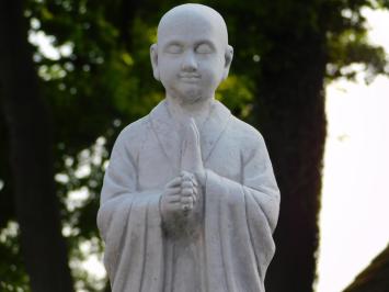 Greeting Monk on Pedestal - Solid Stone