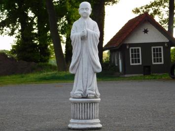 Greeting Monk on Pedestal - Solid Stone