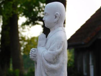 Greeting Monk on Pedestal - Solid Stone
