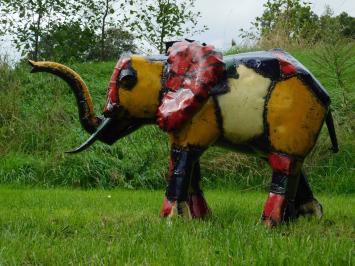 Handgefertigter, farbiger Elefant ''Kito'' – 100 x 65 cm – Metall