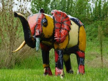 Handgefertigter, farbiger Elefant ''Kito'' – 100 x 65 cm – Metall