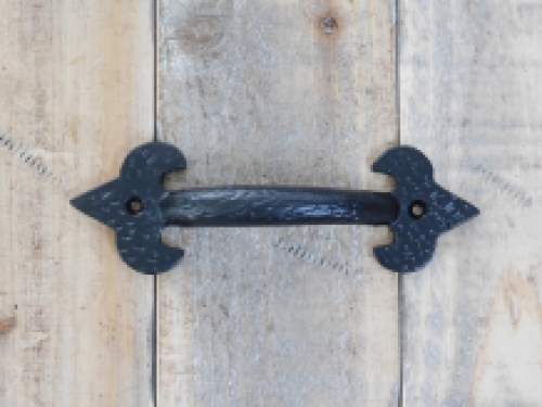 Beautiful wrought iron handle with French lily, black.