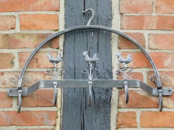 Wall pendant with rooster motif and 5 hooks