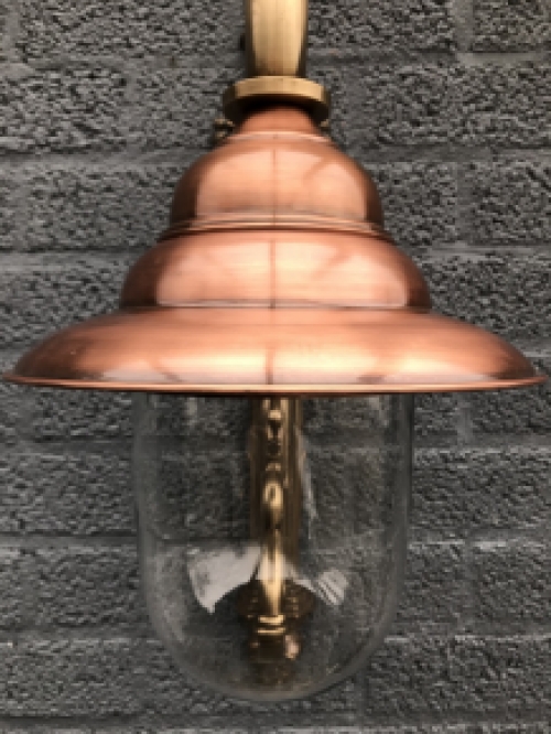 Nostalgic wall lamp, garden lamp, all brass patinated, copper