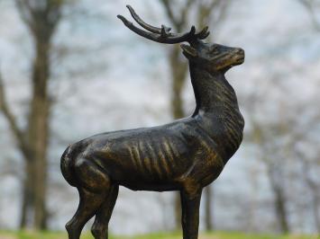 Deer - standing with antlers - bronze look - metal