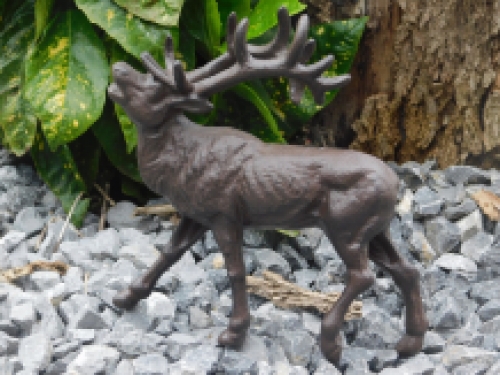 Brown painted deer made of cast iron, sculpture as a gift, for ledges and shelves