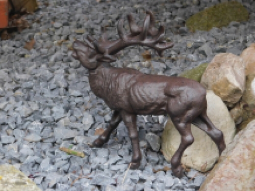 Brown painted deer made of cast iron, sculpture as a gift, for ledges and shelves