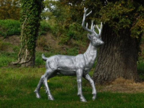 Statue Stag XL - silver-coloured - polystone