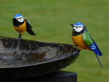 Vogelbad / Voederschaal Met 2 Vogeltjes – Metaal – Ø 45 cm – Handgemaakt