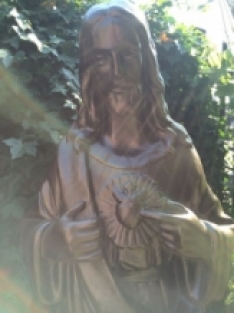 Jesus sacred heart statue, solid stone, bronze color, beautiful appearance!!