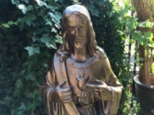 Jesus sacred heart statue, solid stone, bronze color, beautiful appearance!!